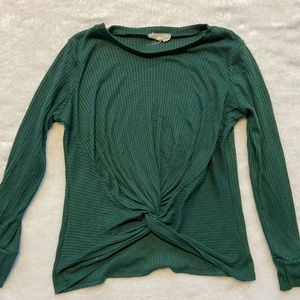 Green Front Twist Sweater